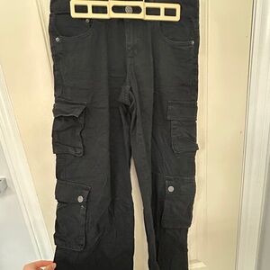 Low Rise Garage Black Cargo Pants